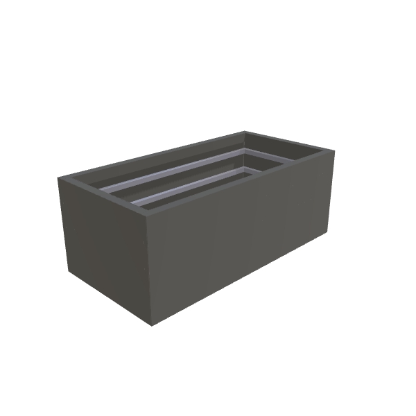 Matte Gray Aluminum Rectangular Planter (24"W × 48"L × 18"H) Raised Garden Bed - 1/8" Formed Edge Walls