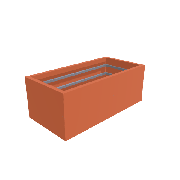 Matte Terracotta Aluminum Rectangular Planter (24"W × 48"L × 18"H) Raised Garden Bed - 1/8" Formed Edge Walls