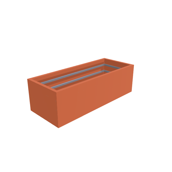 Matte Terracotta Aluminum Rectangular Planter (24"W × 60"L × 18"H) Raised Garden Bed - 1/8" Formed Edge Walls