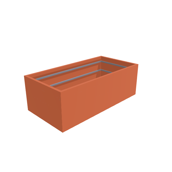 Matte Terracotta Aluminum Rectangular Planter (36"W × 72"L × 24"H) Raised Garden Bed - 1/8" Formed Edge Walls