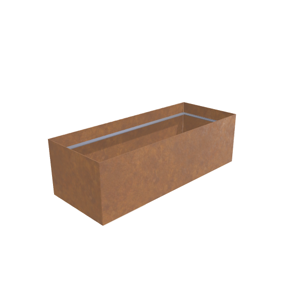 Corten Steel Rectangular Planter (24"W × 60"L × 18"H) Raised Garden Bed - 7 ga Knife Edge Walls