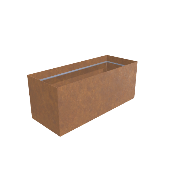 Corten Steel Rectangular Planter (24"W × 60"L × 24"H) Raised Garden Bed - 7 ga Knife Edge Walls